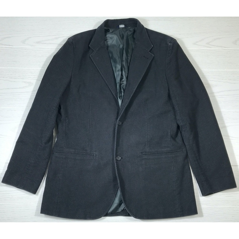 Vintage GAP Blazer Men L 44 Blue Pinstripe Cotton 2 Button Business Casual Y2K